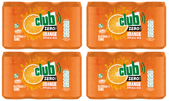 24 x Club Zero Orange Cans 330Ml