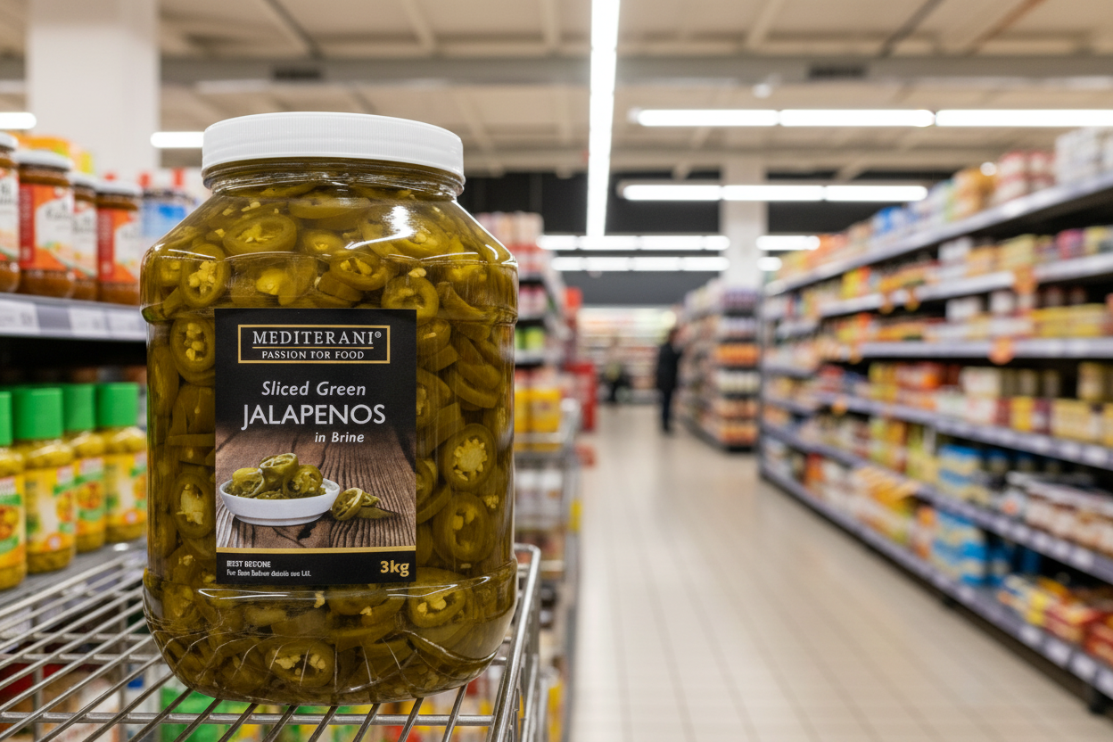 Mediterani Sliced Green Jalapenos In Brine 3Kg