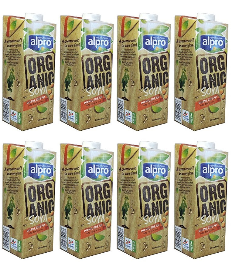 8 x Alpro Organic No Sugars Soya Long Life Drink 1L