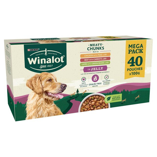 20 x Winalot Dog Chunks Pouch Jelly Beef - 100GM