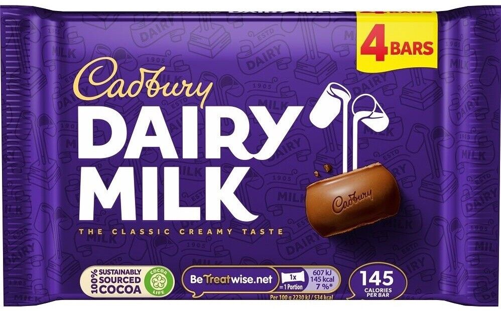 14 x Cadbury Dairy Milk Chocolate Bar 4 Pack 108.8G