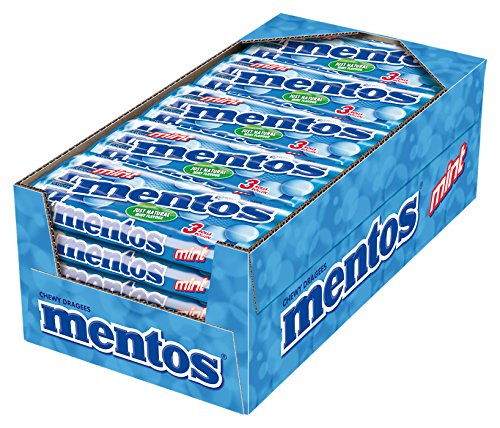 25 x Mentos Mint Chewy Dragees Rolls 3 X 38G (114G)