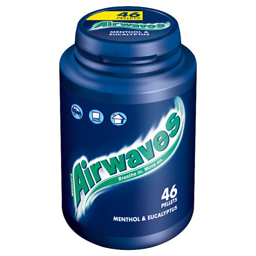 6 x Airwaves Menthol & Eucalyptus Sugar Free Chewing Gum Bottle 46 Pieces