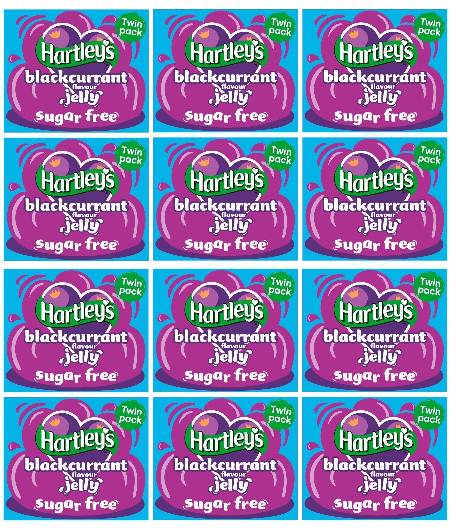 12 x Hartley's Sugar Free Blackcurrant Flavour Jelly 2 X 11.5G