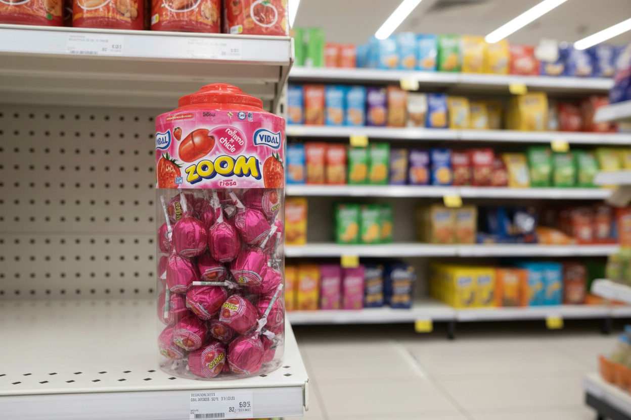 50 x Zoom Pop Strawberry Bubblegum Lolly