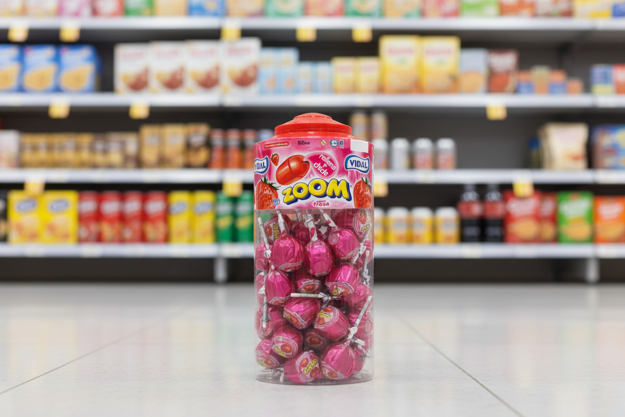 50 x Zoom Pop Strawberry Bubblegum Lolly