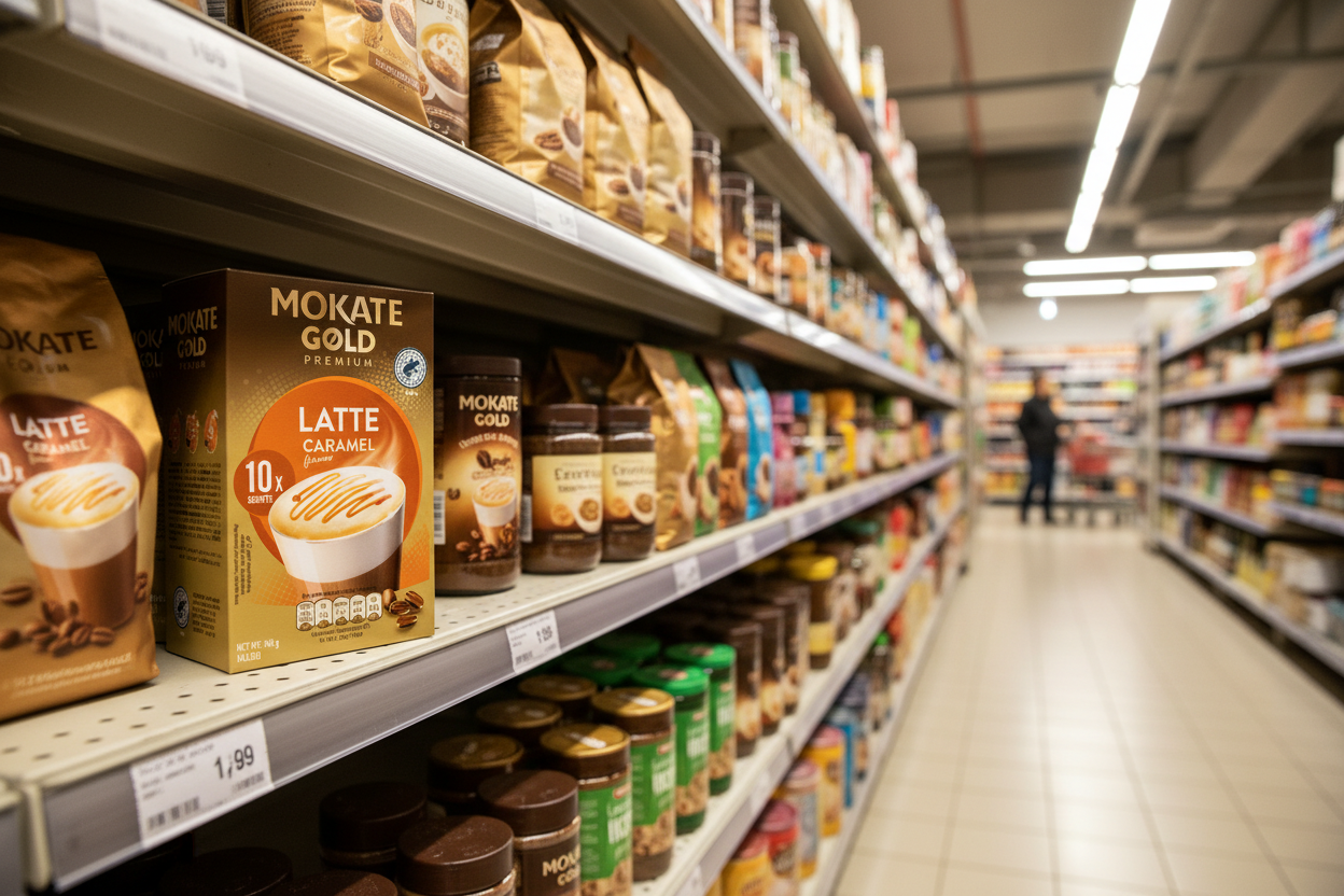 12 x Mokate Gold Latte Caramel 10 Sachets - 140GM