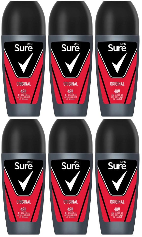 6 x Sure Men Roll On Original - 50ML