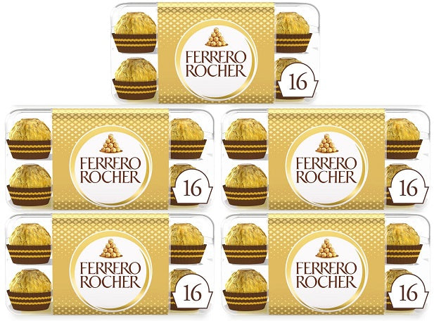 5 x Ferrero Rocher Chocolate Pralines Gift Box Of Chocolate 16 Pieces (200G)