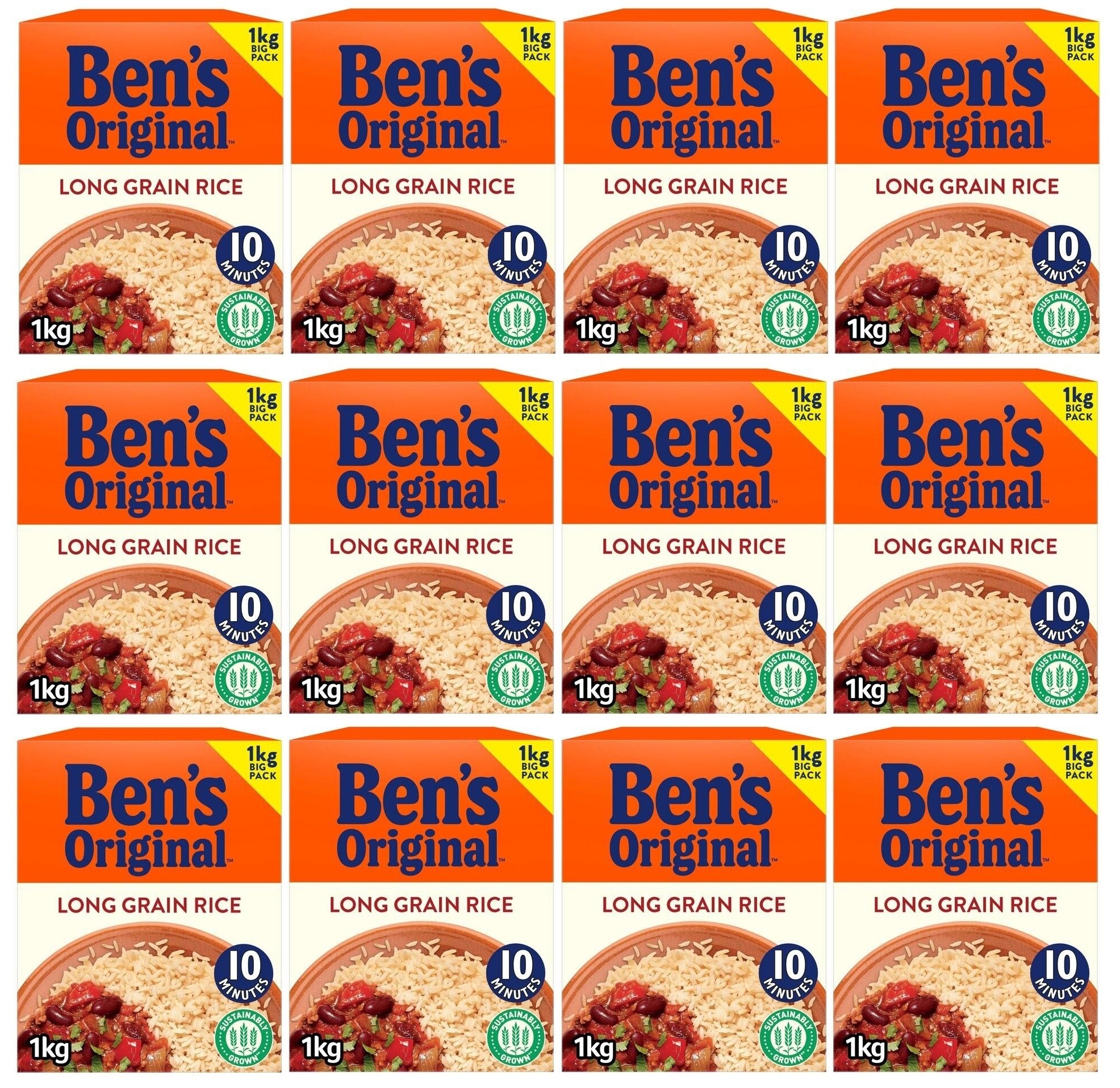 12 x Bens Original Long Grain Rice 1Kg