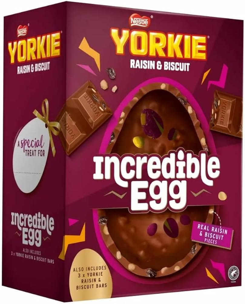 4 x Yorkie Raisin & Biscuit Giant Egg Incredible - 522GM