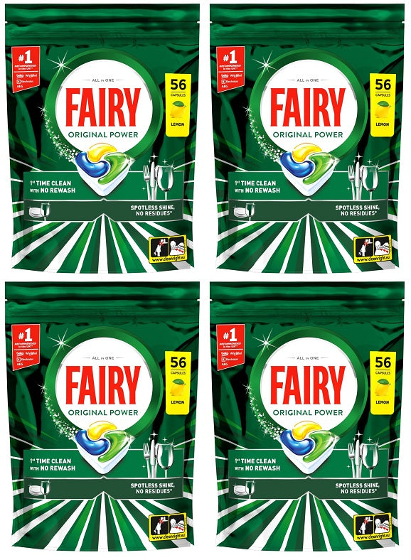 4 X Fairy Original Dishwash Tablet Lemon - 56 Pack