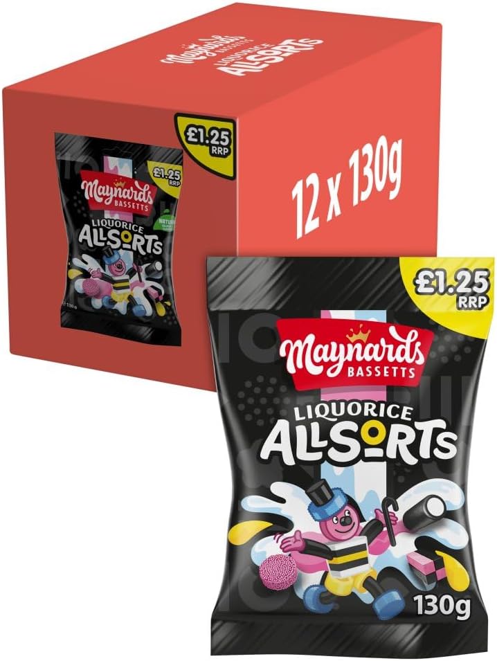 10 x Maynards Bassetts Liquorice Allsorts Sweets Bag 130G