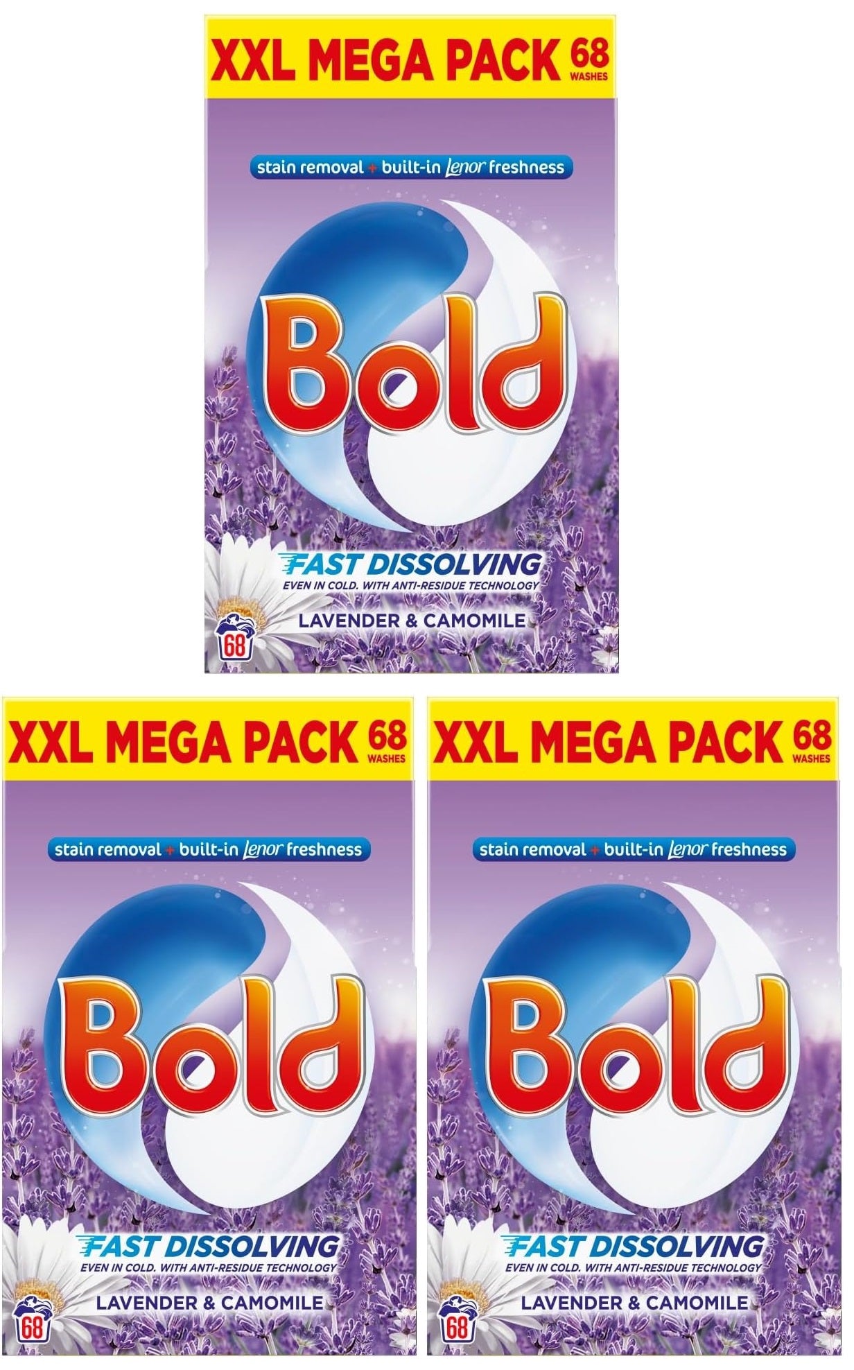 3 x Bold Powder Lavender 68 Wash - 3.4KG