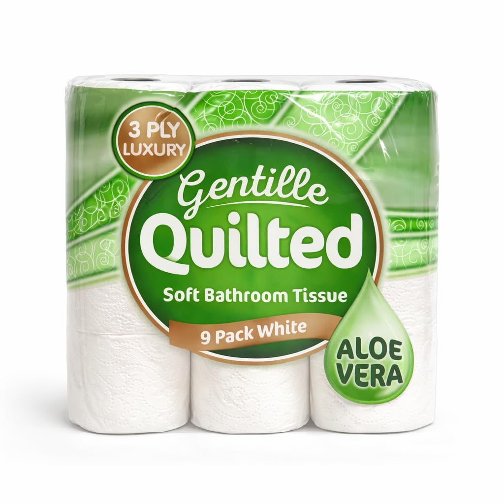 5 X Gentille Quilted Bathroom Tissue Aloe Vera - 9 Pack