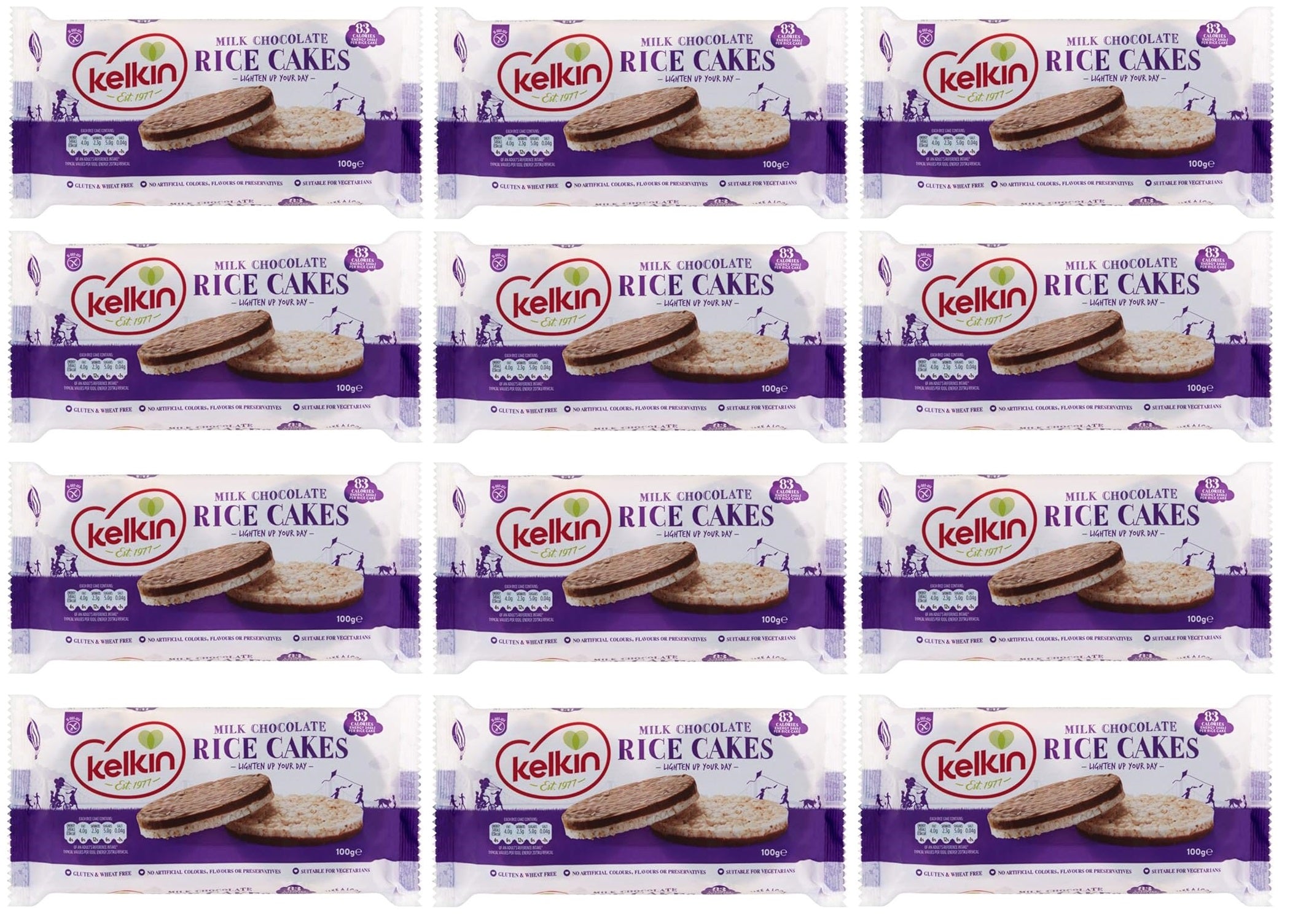 12 x Kelkin Milk Chocolate Rice Cakes 100G