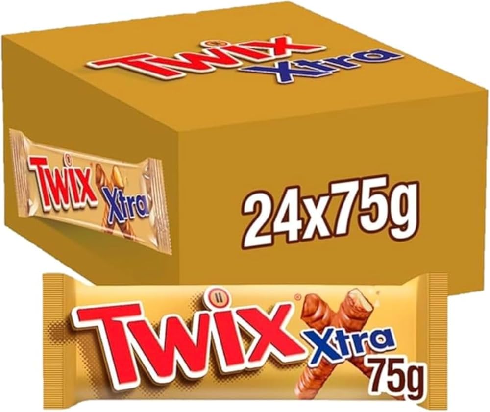 24 x Twix Xtra Milk Chocolate Biscuit Twin Bars 75G