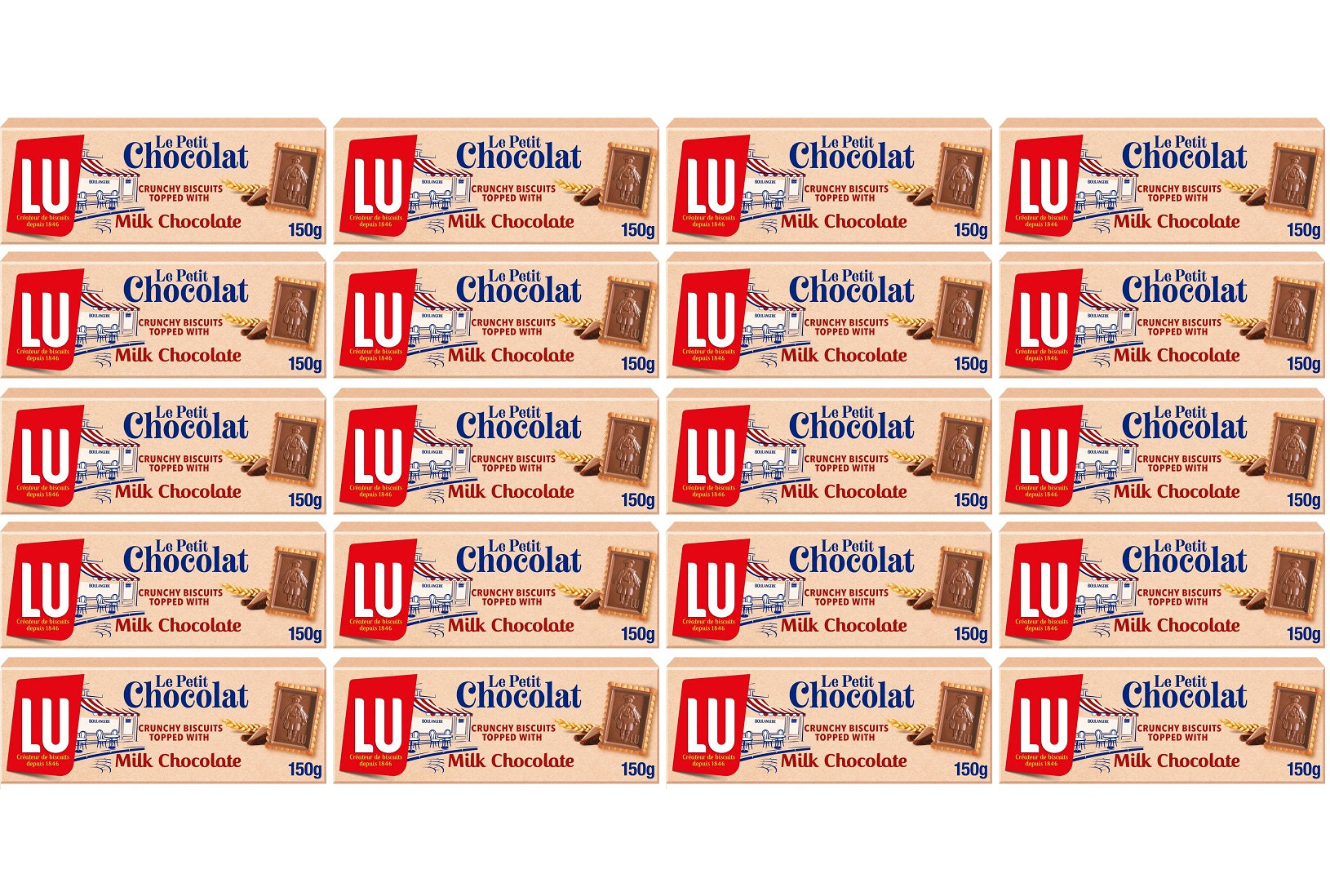20 X Lu Le Petit Chocolate Biscuits - 150Gm