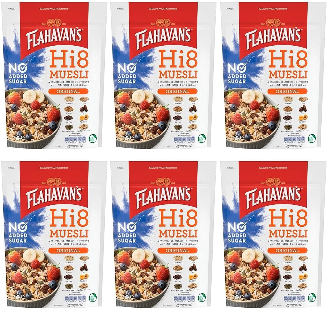 6 x Flahavan's Hi8 Muesli Original 450G