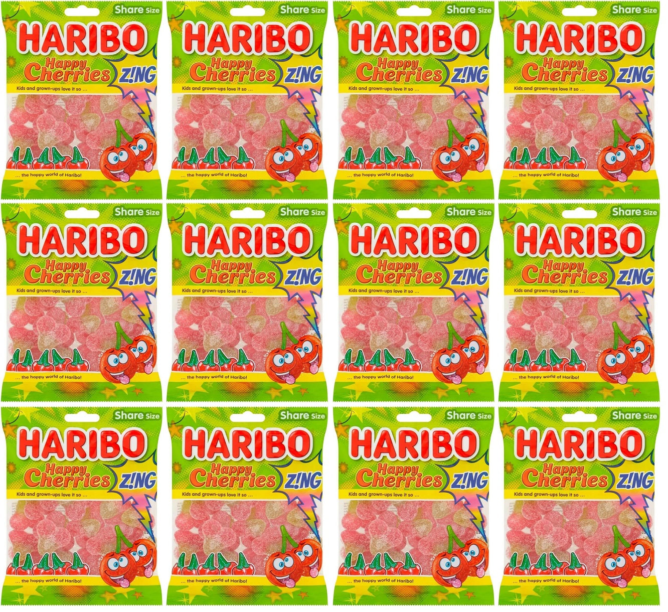 12 x Haribo Happy Cherries Zing  - 160GM