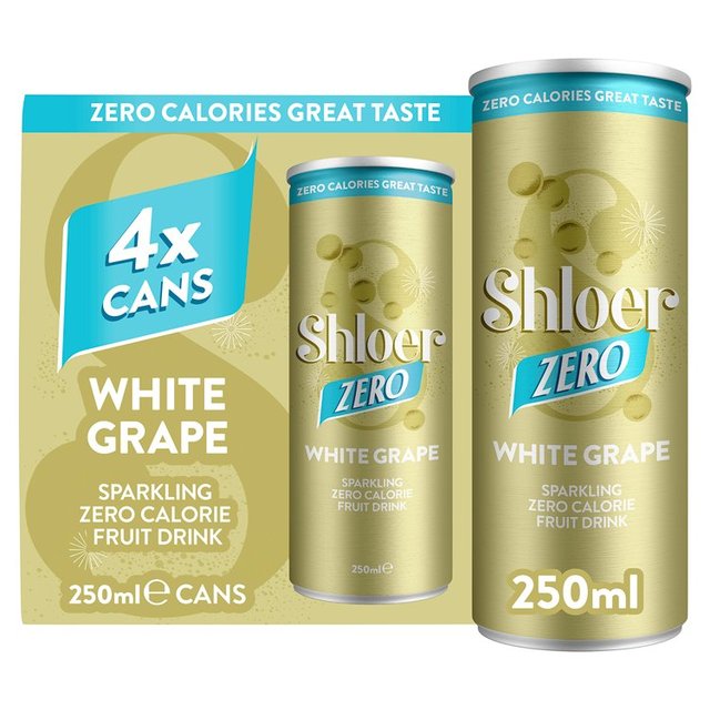 6 x Shloer Zero White Grape 4pk Cans - 4X250ML