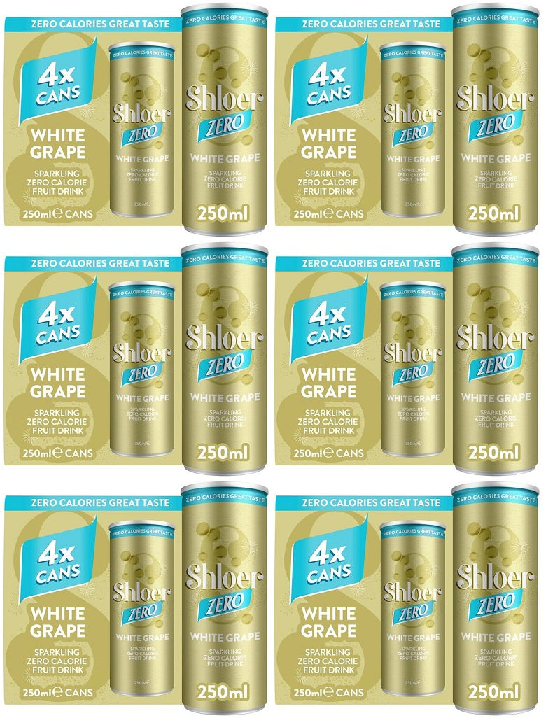 6 x Shloer Zero White Grape 4pk Cans - 4X250ML