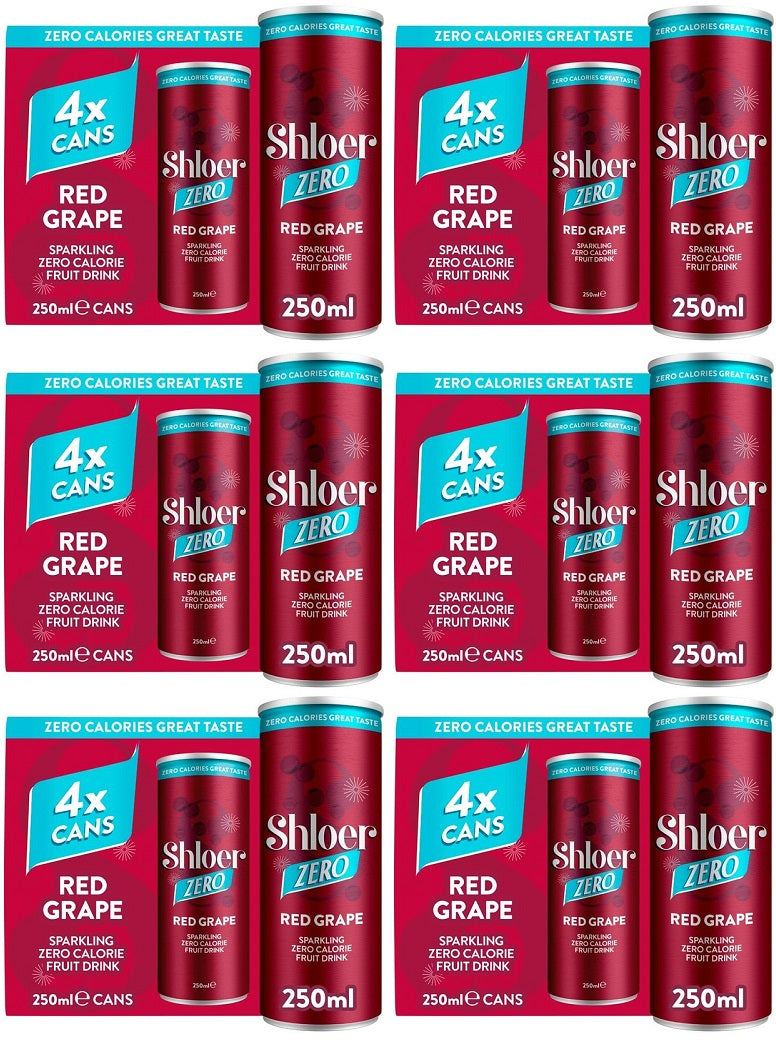 6 x Shloer Zero Red Grape 4pk Cans - 4X250ML