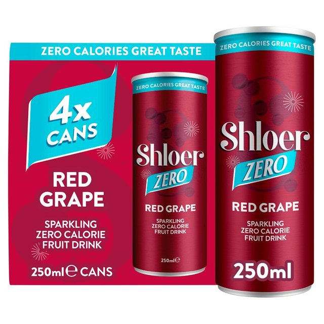 6 x Shloer Zero Red Grape 4pk Cans - 4X250ML