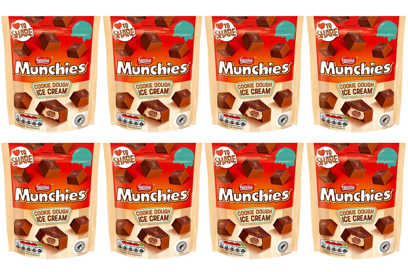 8 x Munchies Cookie Dough Ice Cream Pouch Bag - 97GM