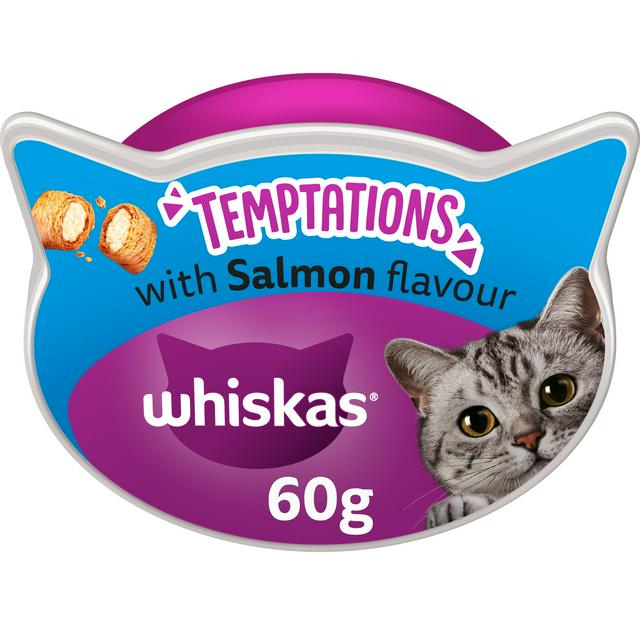 8 x Whiskas Temptations Adult Cat Treats With Salmon Flavour 60G