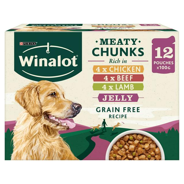 4 x Winalot Dog Meaty Chunks Jelly Selection - 12X100GM