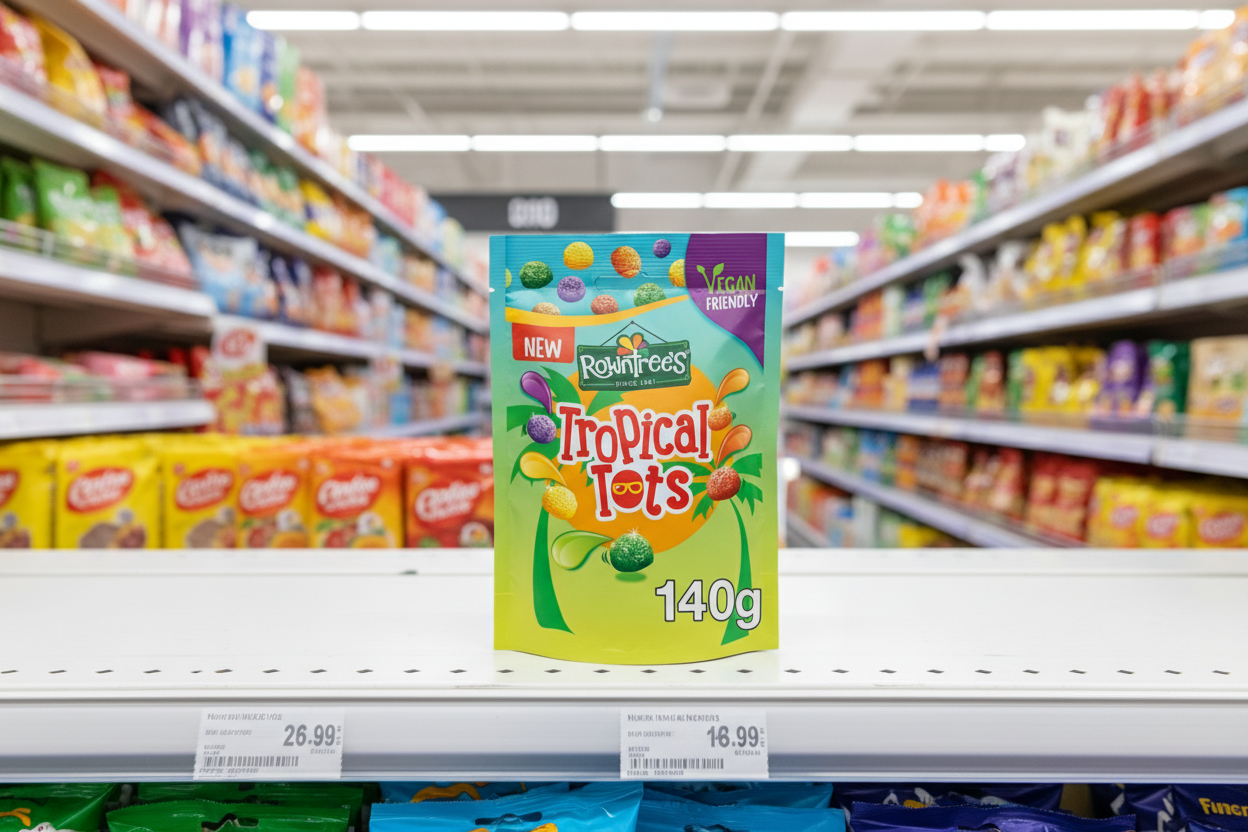 10 x Rowntree's Tropical Tots Vegan Friendly Sweets Sharing Bag 140G