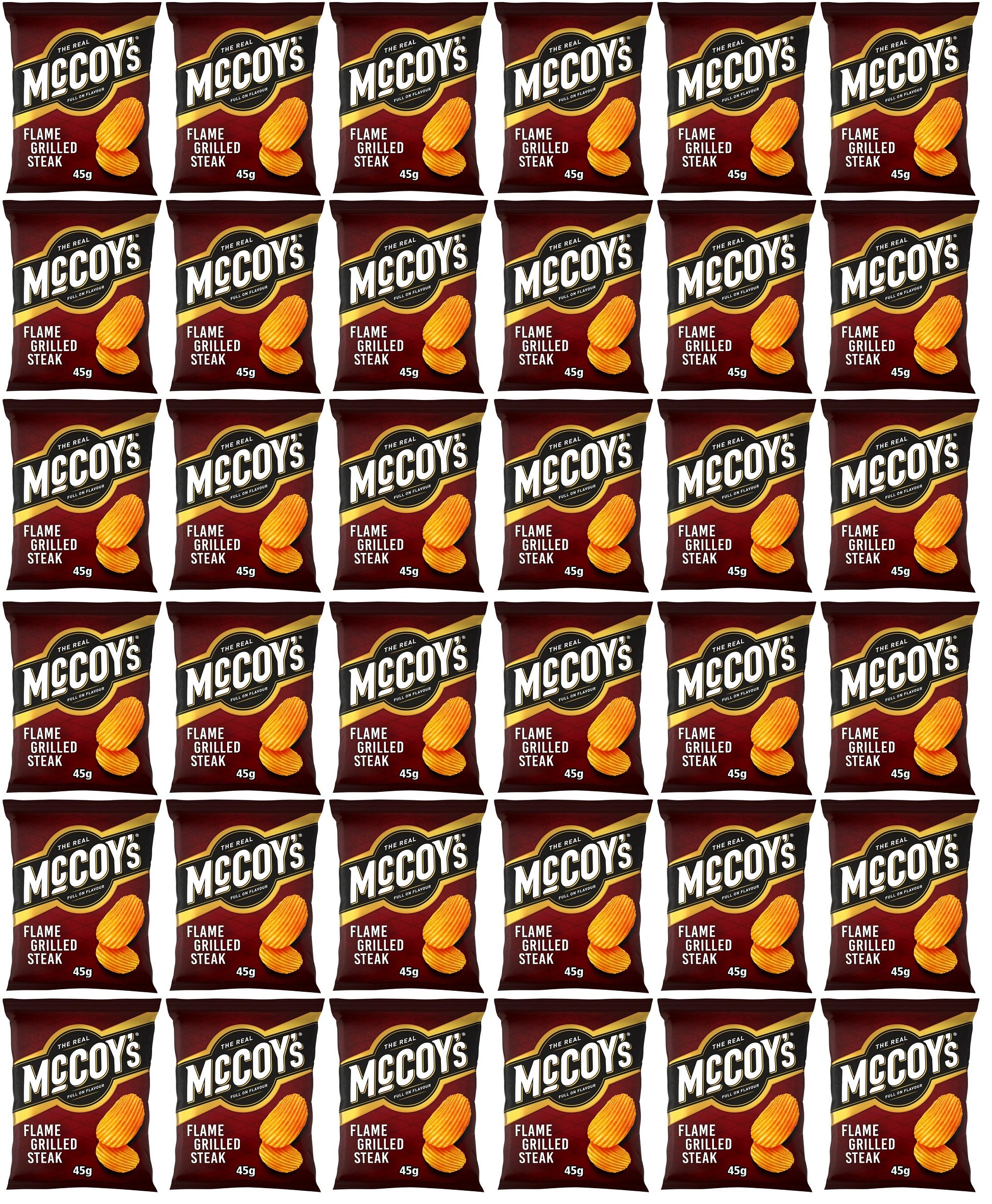 36 x Mccoy's Flame Grilled Steak Flavour Potato Crisps 45G