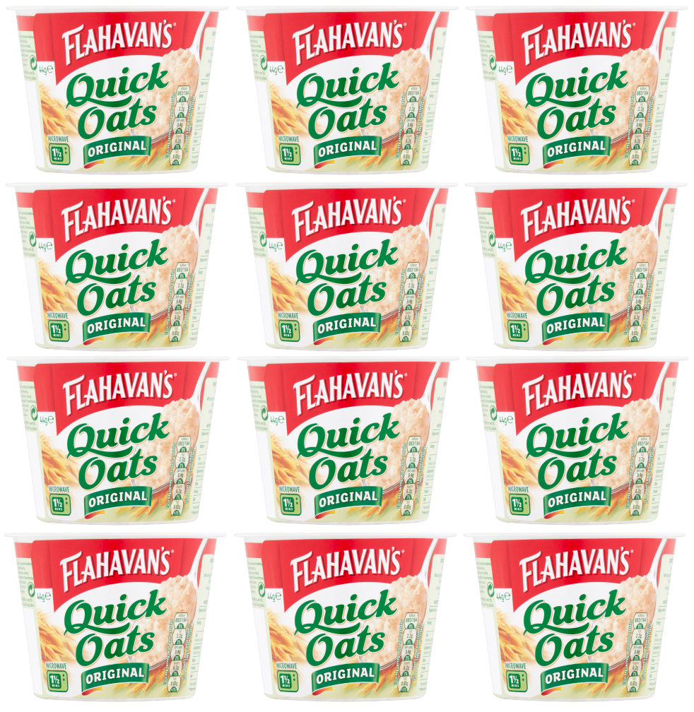 12 x Flahavans Quick Oats Micro Pot 46Gm