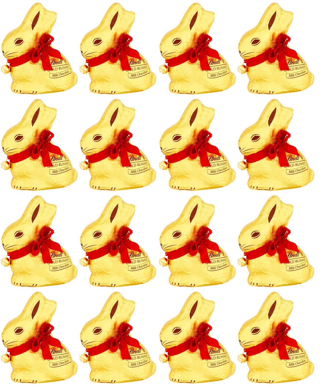 16 x Lindt Gold Bunny Milk Chocolate Large - 100GM