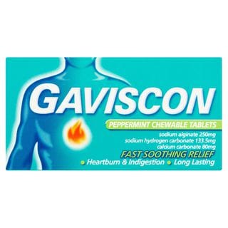 8 x Gaviscon Heartburn & Indigestion Relief Peppermint Flavour Tablets X24