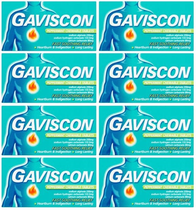 8 x Gaviscon Heartburn & Indigestion Relief Peppermint Flavour Tablets X24