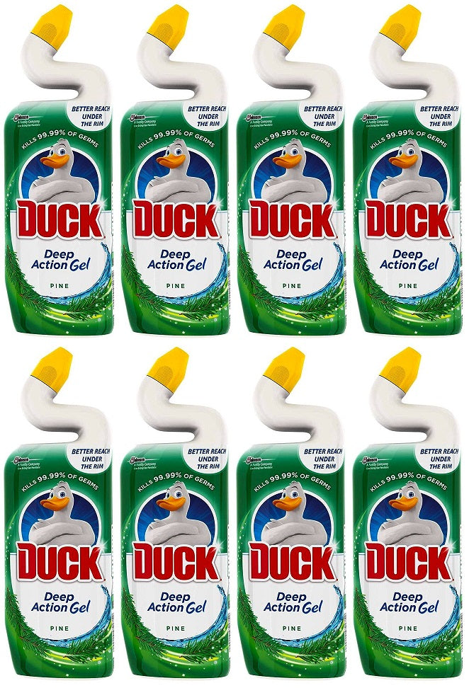 8 x Duck Deep Action Gel Toilet Liquid Cleaner Pine 750Ml