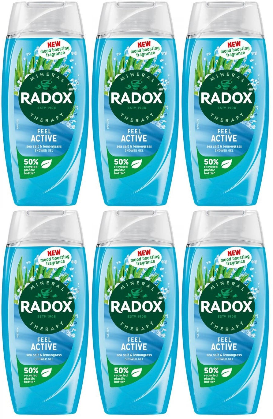 6 x Radox Mineral Therapy Body Wash Feel Active 225 Ml