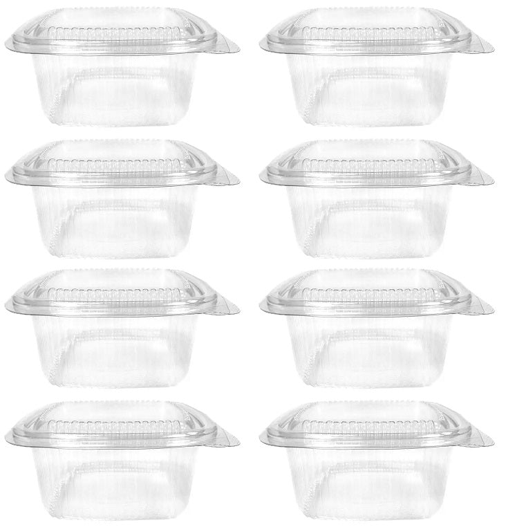 8 x Container Salad Square Hinged 500Ml