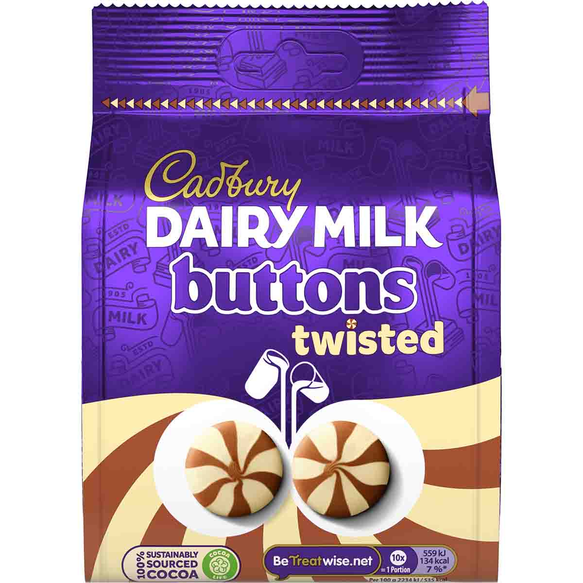 10 x Cadbury Dairy Milk Buttons Twisted 105G