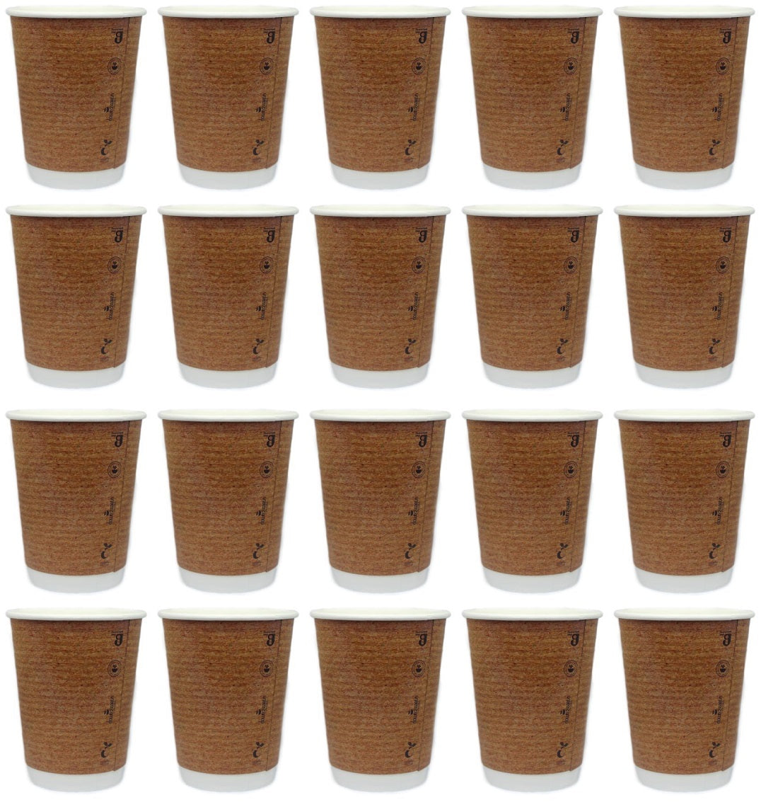 20 x D2E Cup Compostable Double Wall 12Oz Brown