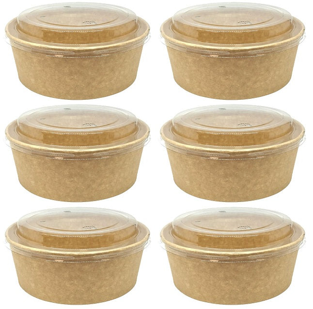 6 x Kraft Salad Bowl Container 44Oz