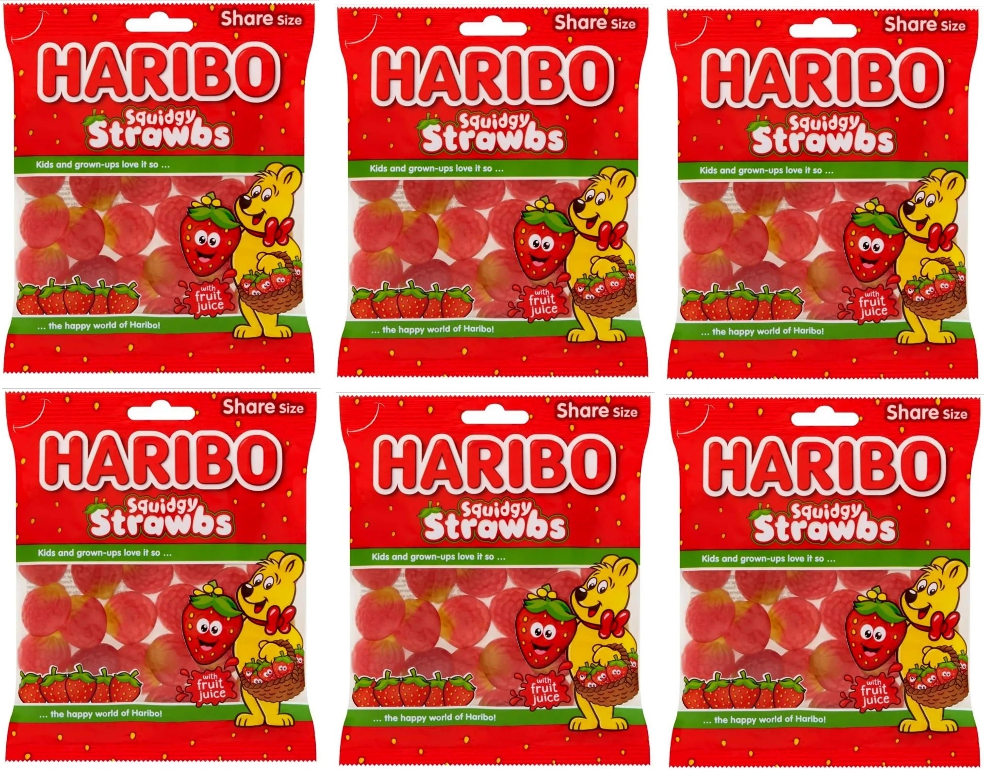 6 x Haribo Squidgy Strawbs 160G