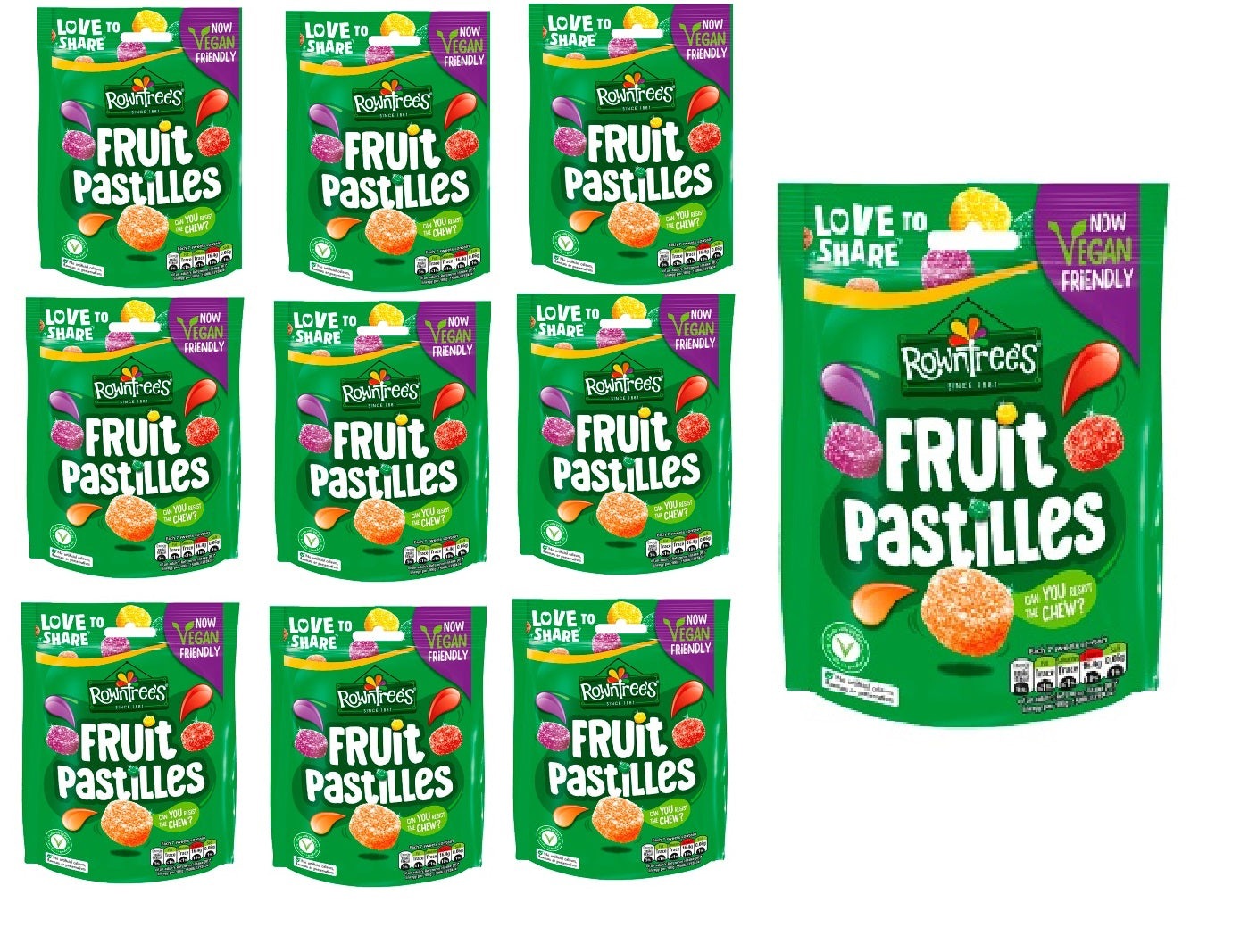 10 x Rowntree's Fruit Pastilles Pouch 143G