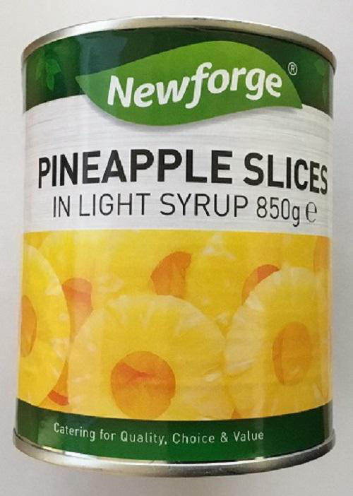 6 x Newforge Pineapple Slices In Light Syrup 820G