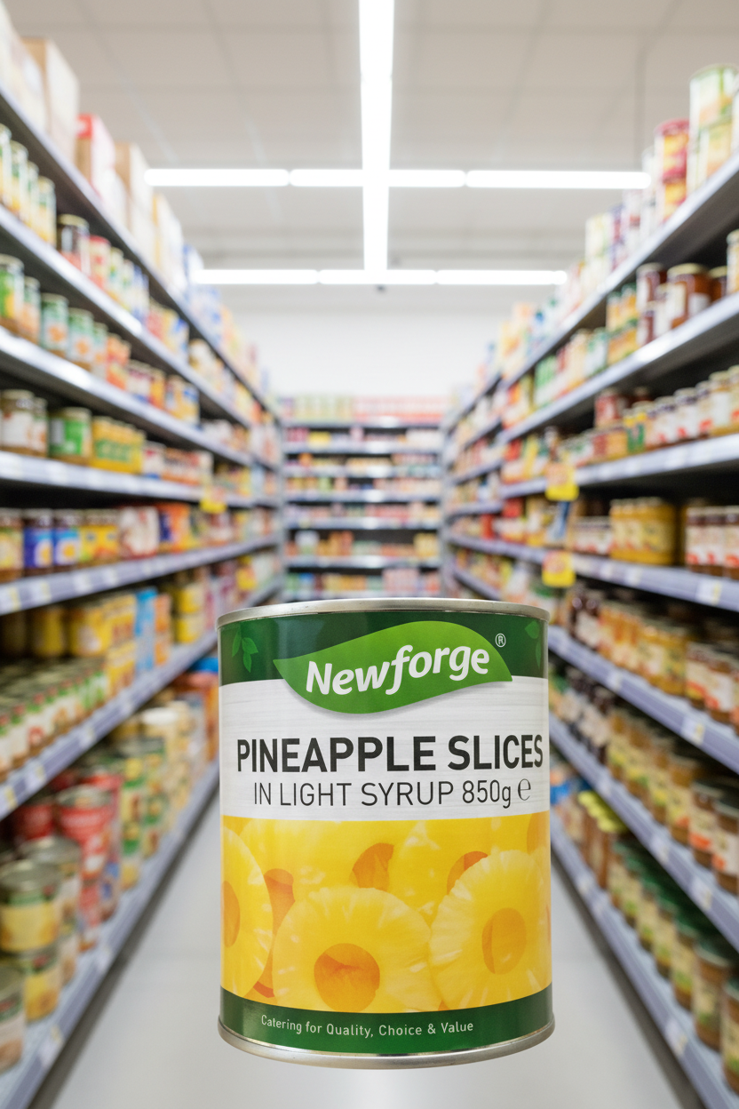 6 x Newforge Pineapple Slices In Light Syrup 820G