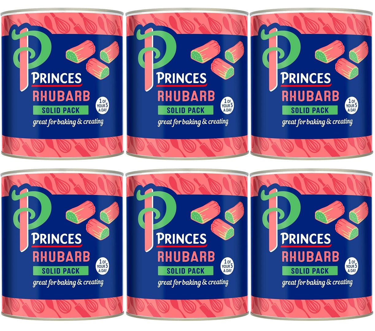 6 x Princes Rhubarb Solid Pack 2.82Kg