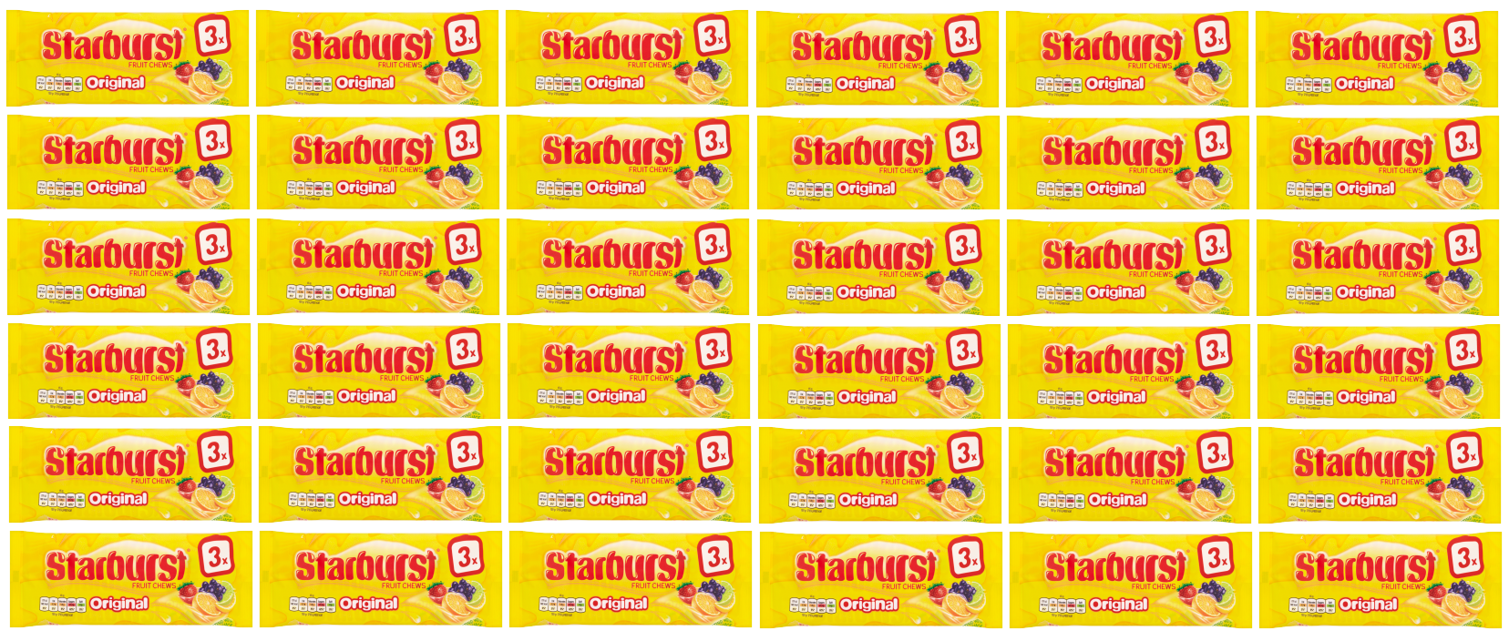 36 x Starburst Original Fruit Chews Multipack 3X45G