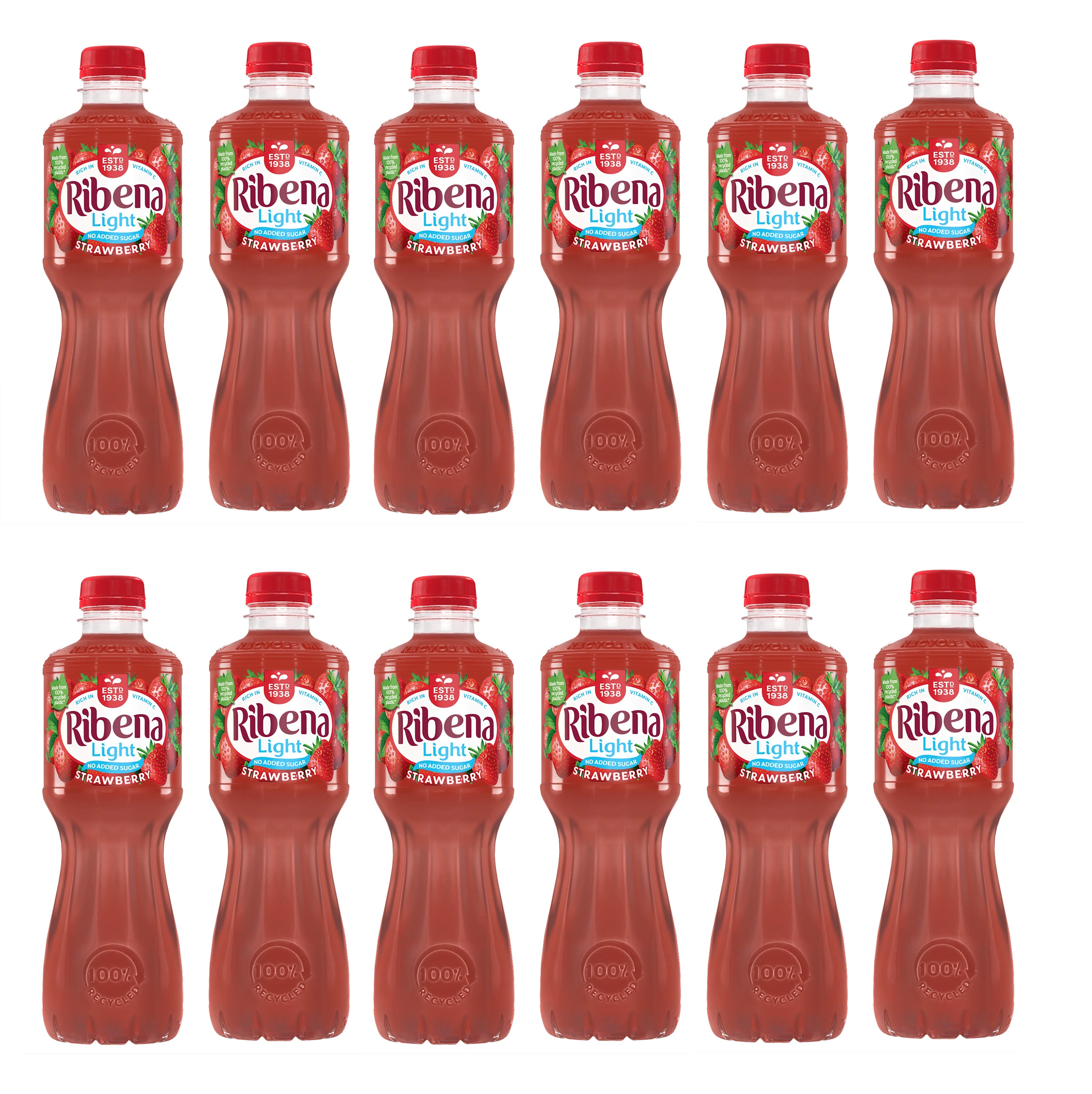 12 x Ribena Strawberry Juice Drink No Added Sugar 500Ml